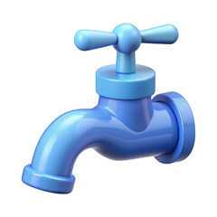 Light blue water tap 3d isolated on transparent background