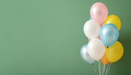 Bunch of bright balloons and space for text against color background 