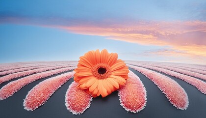 Poster - orange color gerbera daisy in full bloom nature s beauty captured in a vibrant floral image isolated summer blossom with orange and red petals