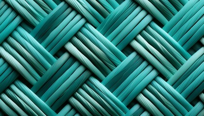 Wall Mural - diagonal crisscross pattern of teal woven threads with a textured durable surface