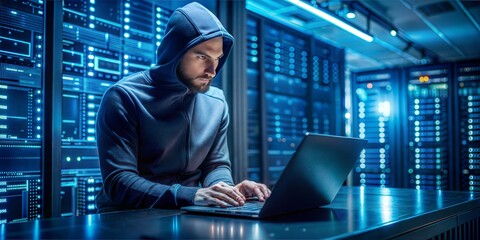 Anonymous Hacker in Server Room