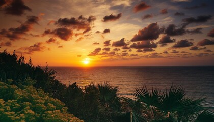 Poster - orange sky over the sea at sunset beauty of nature s colors background