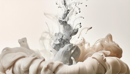 Wall Mural - banner with abstract background explosion of silver ink paint in water on white background