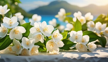 Canvas Print - white jasmine flowers