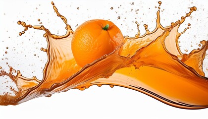 Wall Mural - orange paint splash on transparent background design element png cutout