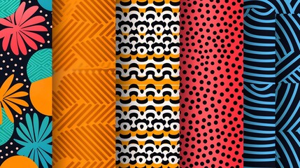 Sticker - Abstract Geometric Patterns: A versatile set of abstract patterns with geometric shapes and vibrant colors, suitable for modern art, digital s, and contemporary design trends. Clean and Clear Color,