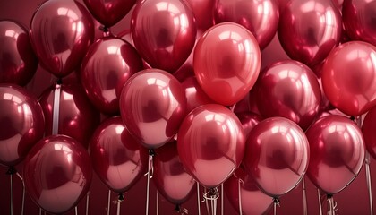 Wall Mural - vibrant ruby balloon backdrop bold red party decor background or template