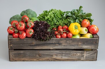 Wall Mural - Fresh Vegetables in Wooden Crate