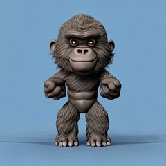 Poster - a cartoon gorilla standing on a blue background