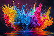 © Prasanth - Color liquid ink splash abstract background rainbow art. Holi paint rainbow multi colored