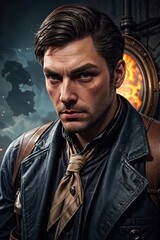 Poster - a man in a leather jacket and tie