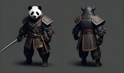 Sticker - a panda bear dressed in armor and holding a sword