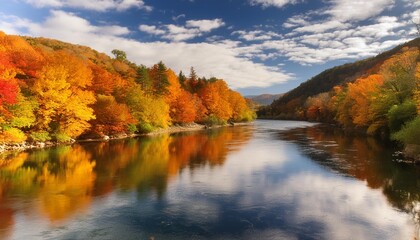 Wall Mural - fall colours water river sky3