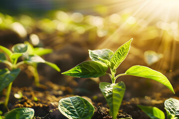 Wall Mural - young plant growing in sunlight