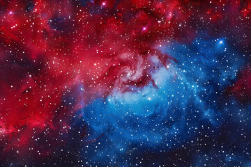 night starry sky and bright blue red galaxy horizontal background