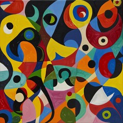 Naklejka na meble Vibrant composition with a riot of colors and playful shapes, exuding energy and joy