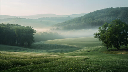 Poster - Calm peaceful German Landscape. Background image. Created with Generative AI technology.