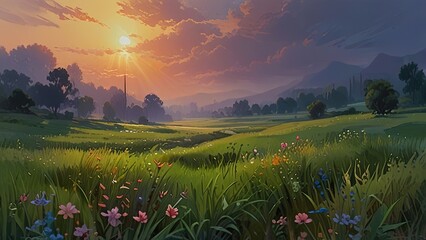 Wall Mural - sunrise over the mountains