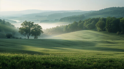 Poster - Calm peaceful German Landscape. Background image. Created with Generative AI technology.