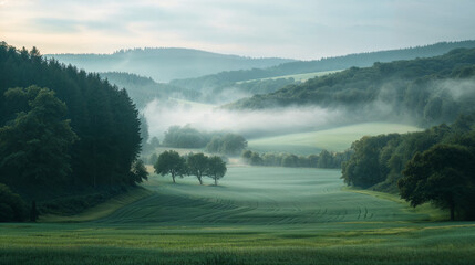 Poster - Calm peaceful German Landscape. Background image. Created with Generative AI technology.