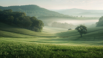 Poster - Calm peaceful German Landscape. Background image. Created with Generative AI technology.