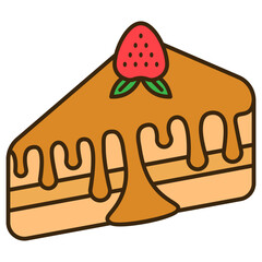 Sticker - chocolate cake with strawberry 