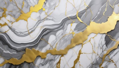 Wall Mural - abstract grey white marble background with golden veins artificial stone texture modern wallpaper