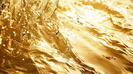 Poster - Abstract top-down view of golden liquid splashes, creating a striking wallpaper.