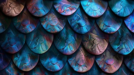 Aufkleber - A mesmerizing and textured image of overlapping blue-toned scales, offering a visually engaging and artistic representation of abstract patterns and designs.