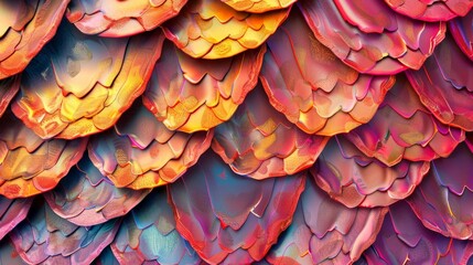 Aufkleber - The image features multicolored scales arranged in a dynamic, wave-like pattern, creating a visually stunning and vibrant abstract composition full of movement.
