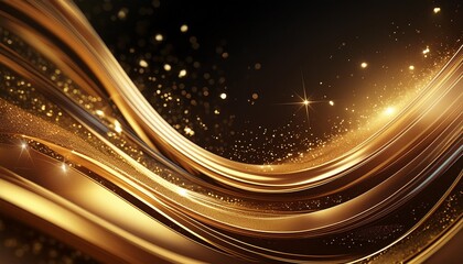 Wall Mural - luxury gold curved lines with glitter and sparkling illustration