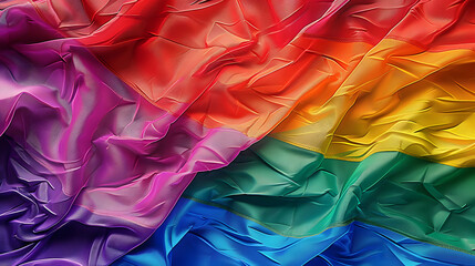 Wall Mural - Pride day, LGBTQ community, lesbian, gay, bisexual, transgender and queer, lgbt banner - Waving crumbled rainbow flag texture background