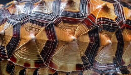 Wall Mural - a close up of tortoise shell texture showing the unique patterns and colors of the shell plates the texture is highly detailed with a focus on the intricate lines and natural hues