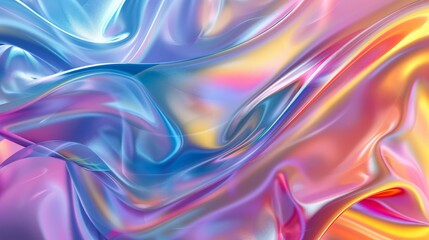 Aufkleber - A vivid abstract artwork featuring silk-like textures with flowing rainbow colors, creating a dynamic and visually engaging composition that highlights modern artistic fluidity and vibrant expression