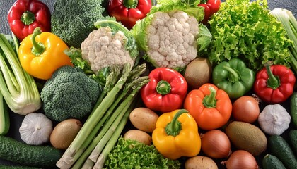 Poster - food background with assortment of fresh organic vegetables