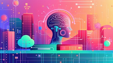 Poster - ai for high-energy physics, data analysis, flat design illustration
