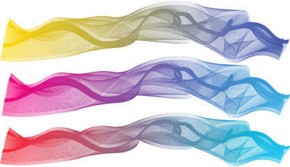 Small Net Smooth Wavy Color Flow Set. Colors Waving Grid Net intricate Pattern, cyan abstract