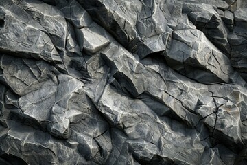Poster - This image shows the rough textured surface of slate rock, with visible layers and cracks that give a sense of the geological history and natural formation processes.