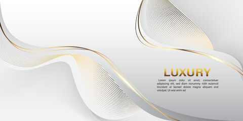 Wall Mural - Abstract gold lines curve wavy luxury style on white design modern background vector