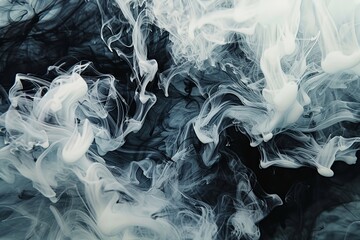 Aufkleber - An ethereal representation of black and white wisps of smoke swirling together in an intricate dance, symbolizing the ephemeral nature of both life and beauty.