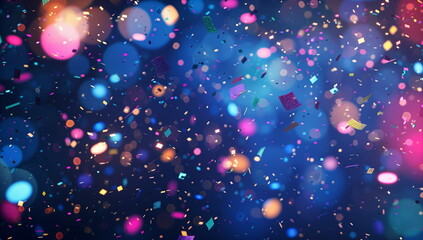 Wall Mural - colorful confetti falling against a dark background, festive atmosphere concept