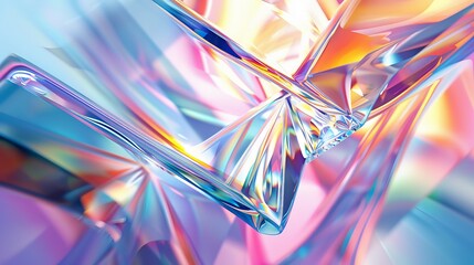 Poster - A vibrant collection of colorful abstract glass shapes with light reflections, showcasing a dynamic interplay of hues and patterns creating a modern, artistic feeling.