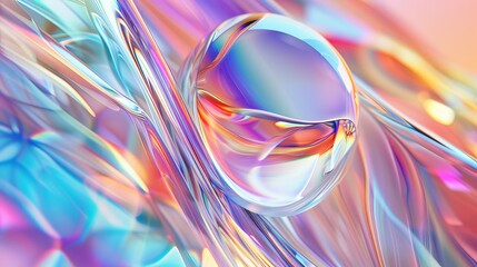 Poster - A glowing glass sphere placed on a colorful abstract background, exhibiting a surreal and futuristic ambiance, perfect for artistic and creative visual content.