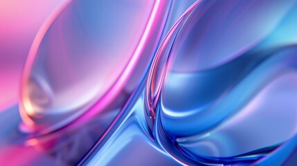 Leinwandbilder - A captivating abstract image featuring fluid, liquid shapes with vibrant blue and pink hues, creating a mesmerizing visual with smooth transitions and reflections.