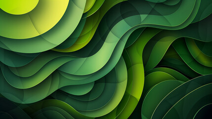 Poster - Abstract green paper cut background forming wavy shapes
