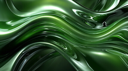 Poster - Abstract green liquid surface is flowing and forming waves
