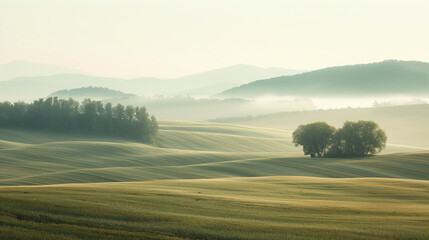 Poster - Calm peaceful Tuscany landscape. Background image. Created with Generative AI technology.