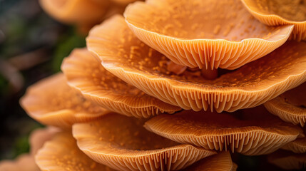 Aufkleber - Orange mushrooms growing on a tree trunk in the forest