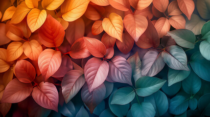 Aufkleber - Colorful autumn leaves forming a gradient background