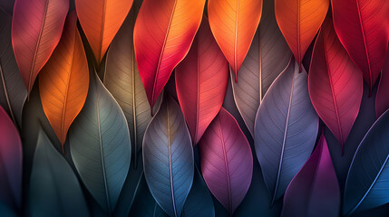 Aufkleber - Colorful leaves forming a gradient background